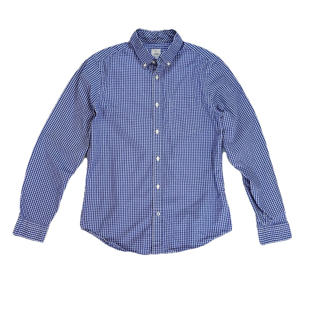 Gap Lived-In Button Down Shirt Blue Gingham Check Cotton Size Medium Casual EUC